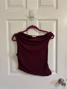 Asymmetrical Burgundy Top- Charcol